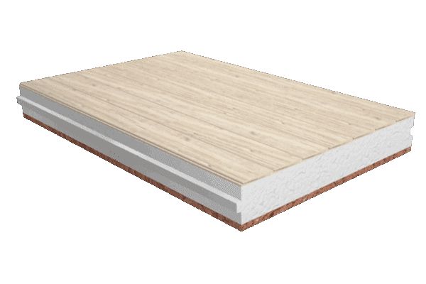 Panel sandwich madera con terminacion friso abeto natural o barnizado